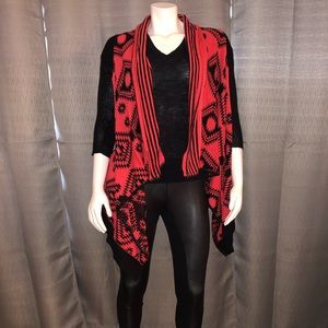 Trendy Red & Black Cardigan